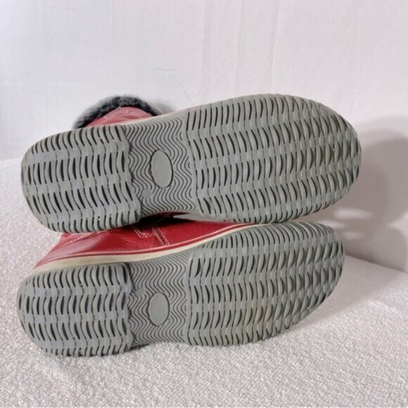 Vintage Atelier Noir Thinsulate Red Leather Lace Up Round Toe Winter Boots 8 - Picture 7 of 13